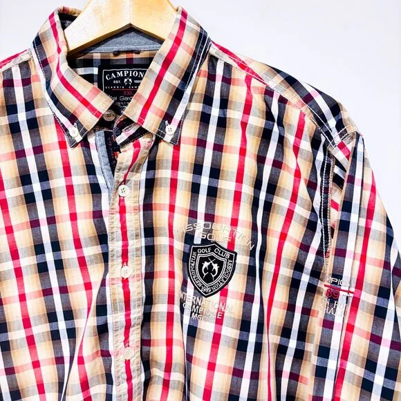 CAMPIONE | Plaid Button-Down Shirt Beige Black Red Men’s | XXL * - Picture 3 of 9